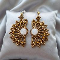 Orecchini Vintage Artigianali Gemme opale bianco