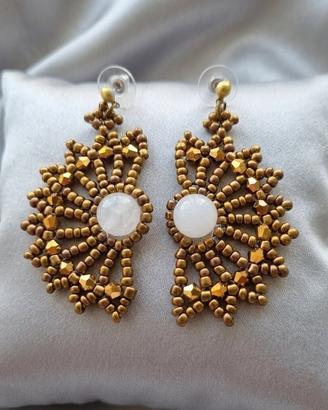 Orecchini Vintage Artigianali Gemme opale bianco