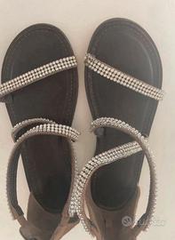 Sandali pelle/strass bambina Giulia Taddeucci n.33