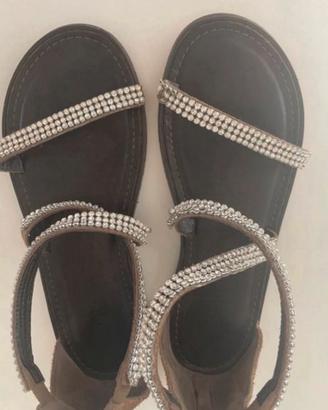 Sandali pelle/strass bambina Giulia Taddeucci n.33