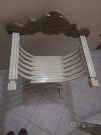 Sedia legno con cornice dorata