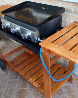 Barbeque piastra e carrello legno