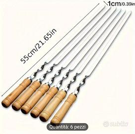 Spiedini BBQ Acciaio Inox 55 Cm - 8 Pezzi Con Pennello Olio E Sacchetto - Foto 6