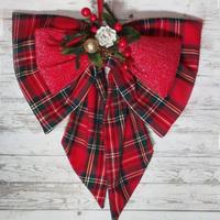 Natale, grande fiocco in tessuto scozzese