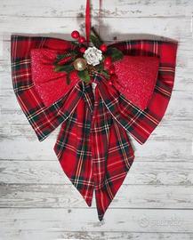 Natale, grande fiocco in tessuto scozzese