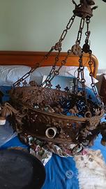 lampadario antico in ferro battuto