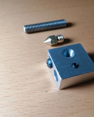 Blocco riscaldante + Gola + ugello stampanti 3D