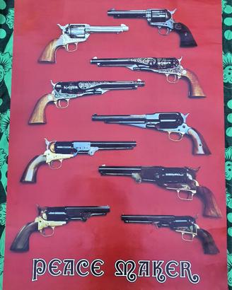 Poster antiche pistole Colt far west vitage 1975