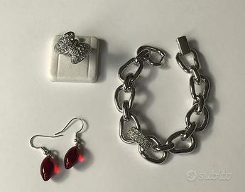 Lotto bigiotteria acciaio e strass