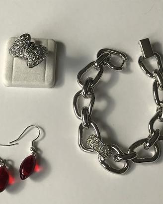 Lotto bigiotteria acciaio e strass