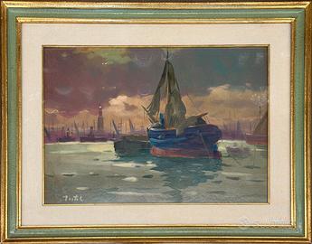 Ennio Tortoli pittore quadro olio su faesite Piros