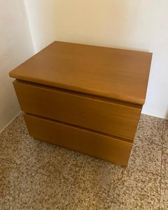 Coppia comodini anni '80 in noce chiaro