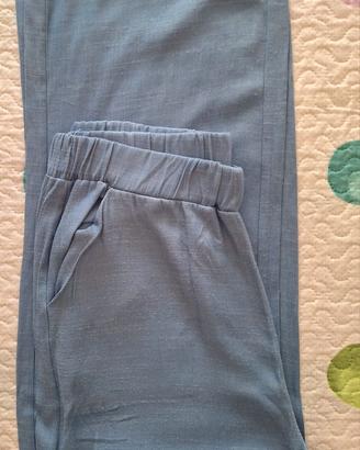 Pantalone donna morbido celeste