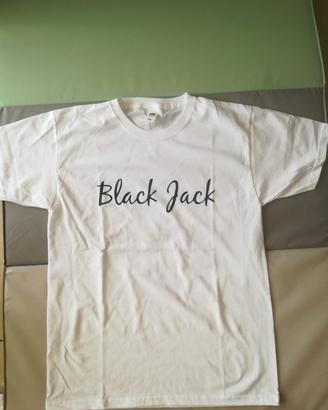 T shirt fuit of the loom bianca /nera BLACK JACK