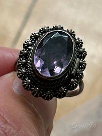 Anello in argento 800 con Ametista “porta veleno”