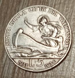 #1890 – Una moneta 5 Lire Argento, VATICANO