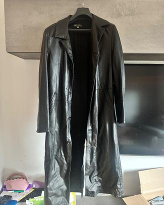 Cappotto lungo vintage in vera pelle Made in Italy