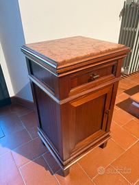 Tavolino in leglio con piano di Marmo