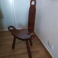 Sedia antica anni 50 Spagna Brutalismo legno