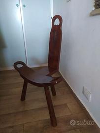 Sedia antica anni 50 Spagna Brutalismo legno