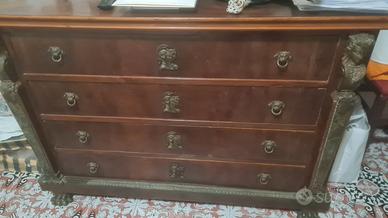 Comò antico stile Impero in noce con bronzi orig