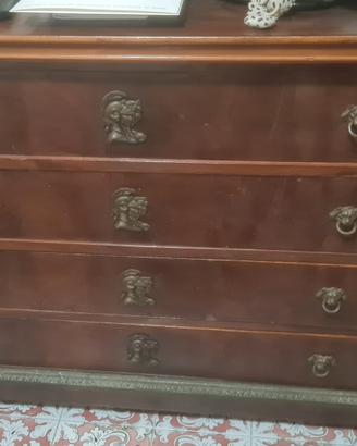 Comò antico stile Impero in noce con bronzi orig