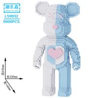 LS9932 Puzzle 3d Simil Lego BearBrick Cuore Rosa 
