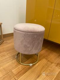 pouf in velluto color rosa antico