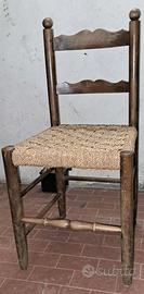 4 sedie in legno con seduta in paglia