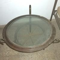 Tavolino salotto anni 50 legno e cristallo vintage