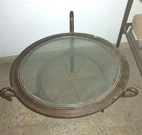 Tavolino salotto anni 50 legno e cristallo vintage