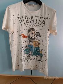 T-shirt bianca maniche corte con stampa 