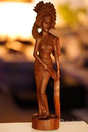 STATUA DANZATRICE BALINESE ANNI '70 - LEGNO ROSSO 