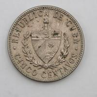Moneta 5 Centavos 1946 Cuba Argento 