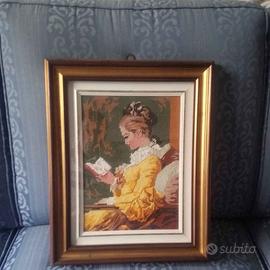 Quadro punto croce e ricamo con cornice in legno