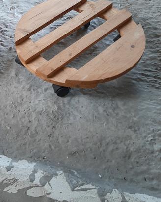 Sottovaso con rotelle legno