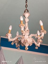 Lampadario classico in ceramica decorata a 6 luci