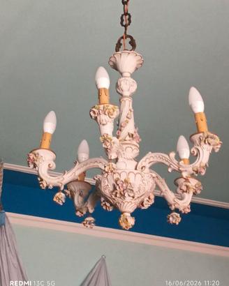 Lampadario classico in ceramica decorata a 6 luci