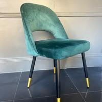 Set 4 sedie in velluto verde petrolio