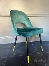 Set 4 sedie in velluto verde petrolio