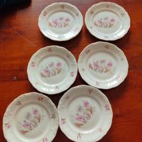 set 6 piattini da dolce vintage motivo floreale 