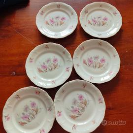 set 6 piattini da dolce vintage motivo floreale 