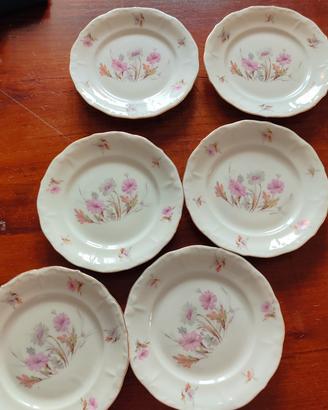 set 6 piattini da dolce vintage motivo floreale 