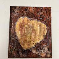 Quadro cuore materico fatto a mano 24x30