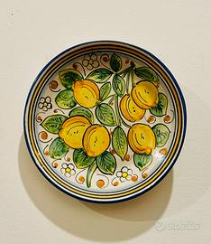Piatto decorativo ceramica smaltato limoni
