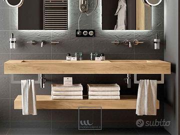 Mobile bagno sospeso HPL doppio lavabo integrato