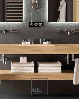 Mobile bagno sospeso HPL doppio lavabo integrato