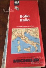 Italia carta stradale michelin n. 988 vintage
