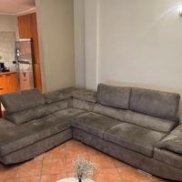 Divano letto con penisola tortora 290x230x120cm