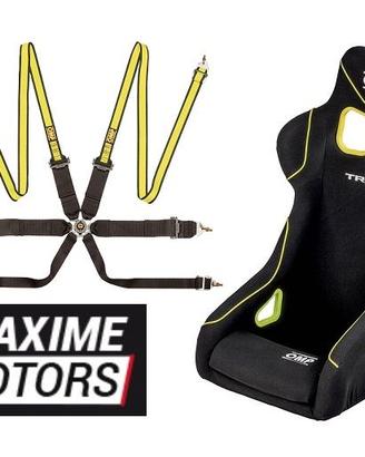Kit 2 sedili OMP TRS-X + 2 cinture Hans rally FIA